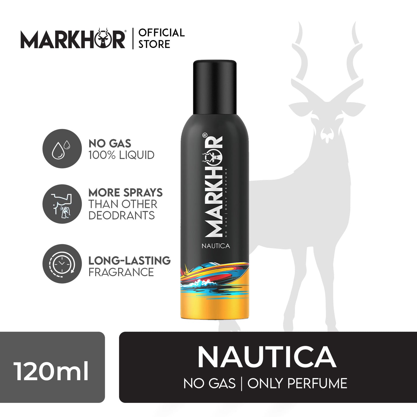 Markhor Nautica body spray (Non-Gas) 120ml