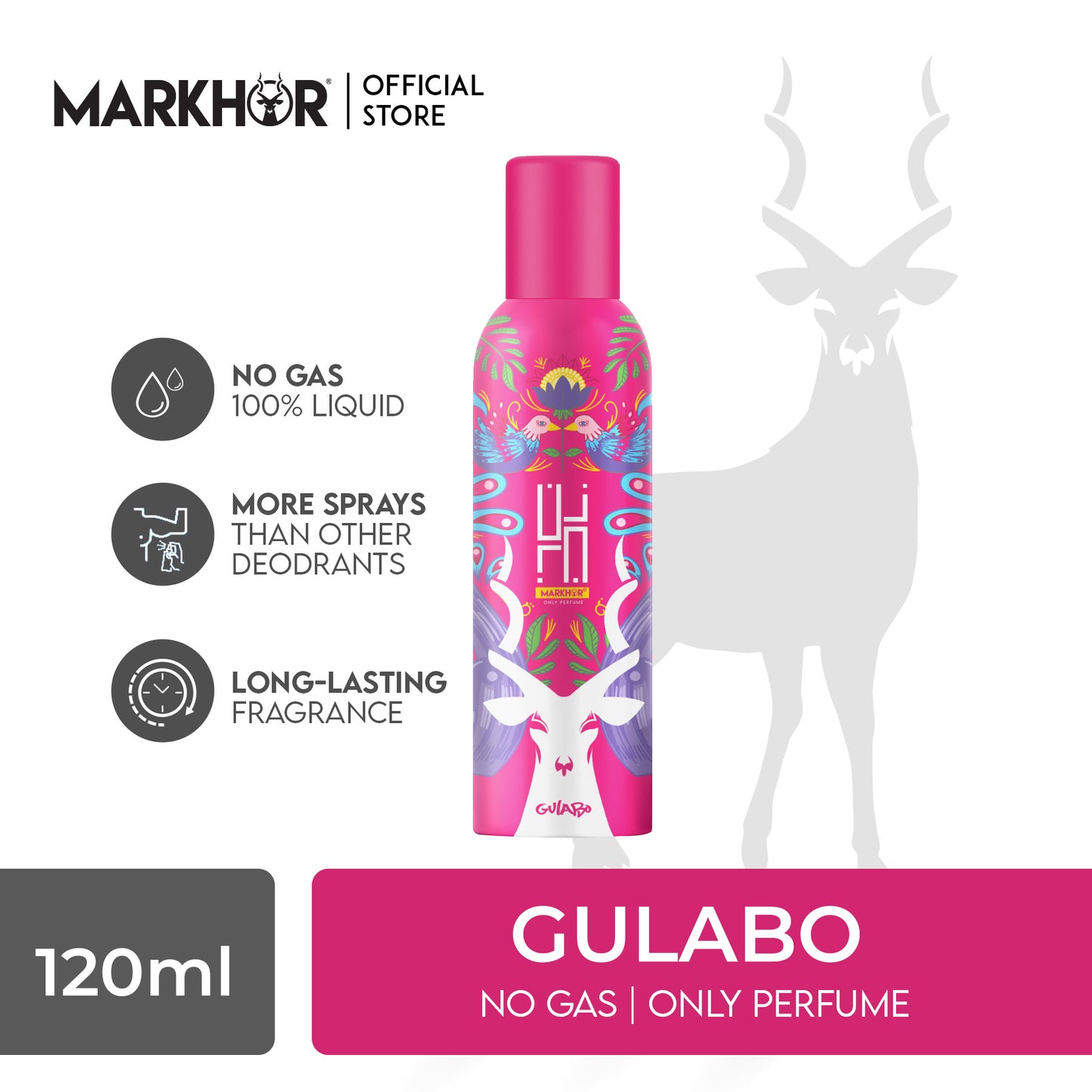 Markhor Gulabo body spray (Non-Gas) 120ml